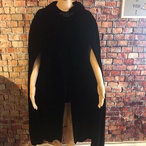 Vintage lined Black Velour Slit Arms Cape no tags